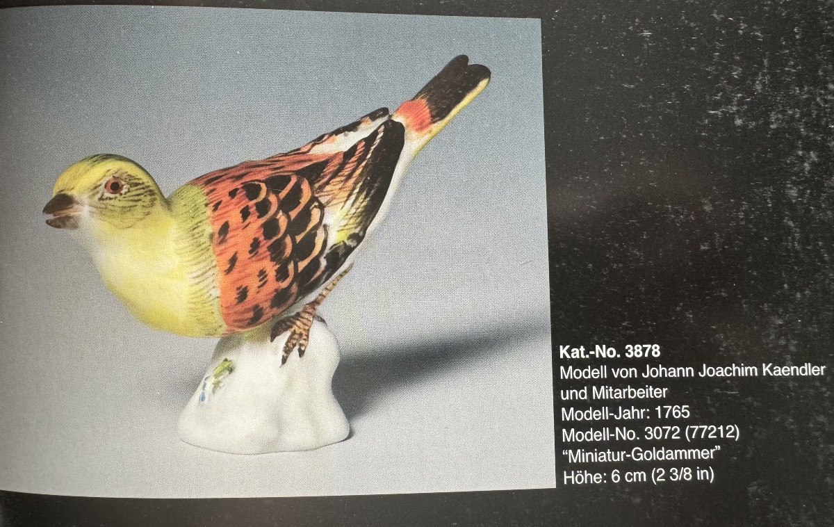 Meissen - Miniature Porcelain Figure Of A Yellowhammer-photo-4