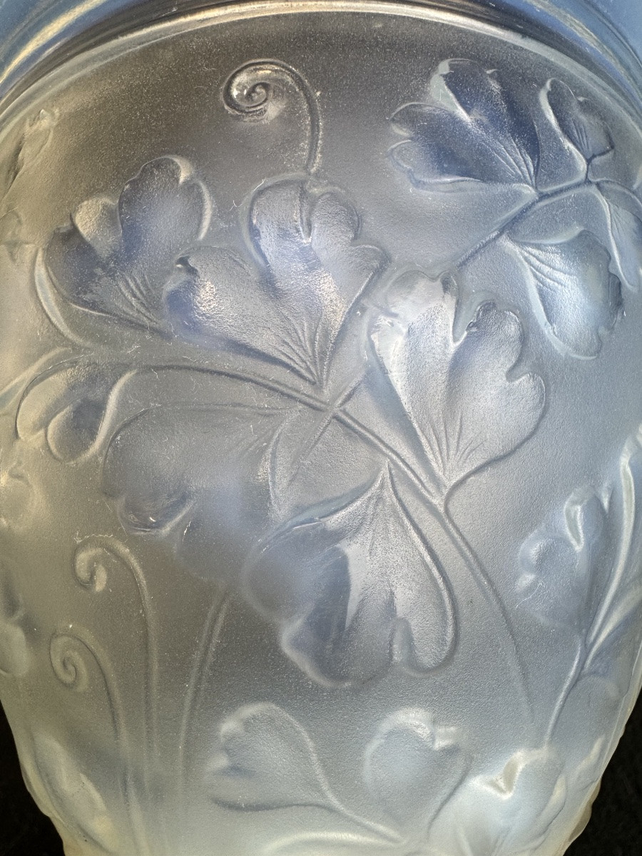 Etling - Opalescent Glass Vase With Maidenhair Fern Decor-photo-3