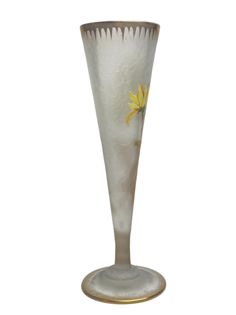 Montjoye - Legras Cornet Vase With Sunflower Decor-photo-4