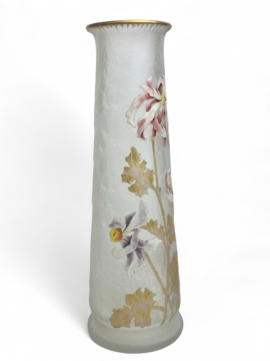 Legras - Montjoye - Vase With Chrysanthemum Decoration-photo-3