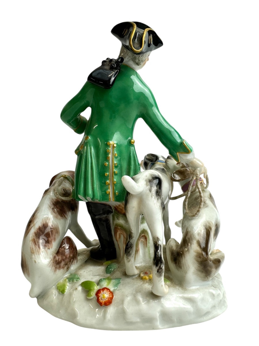Meissen - Groupe En Porcelaine Chasseur Et Ses Chiens-photo-4