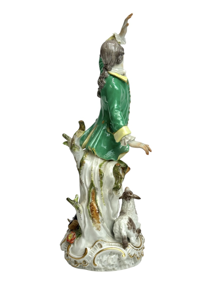 Meissen - Shepherd And Sheep Porcelain Group -photo-3