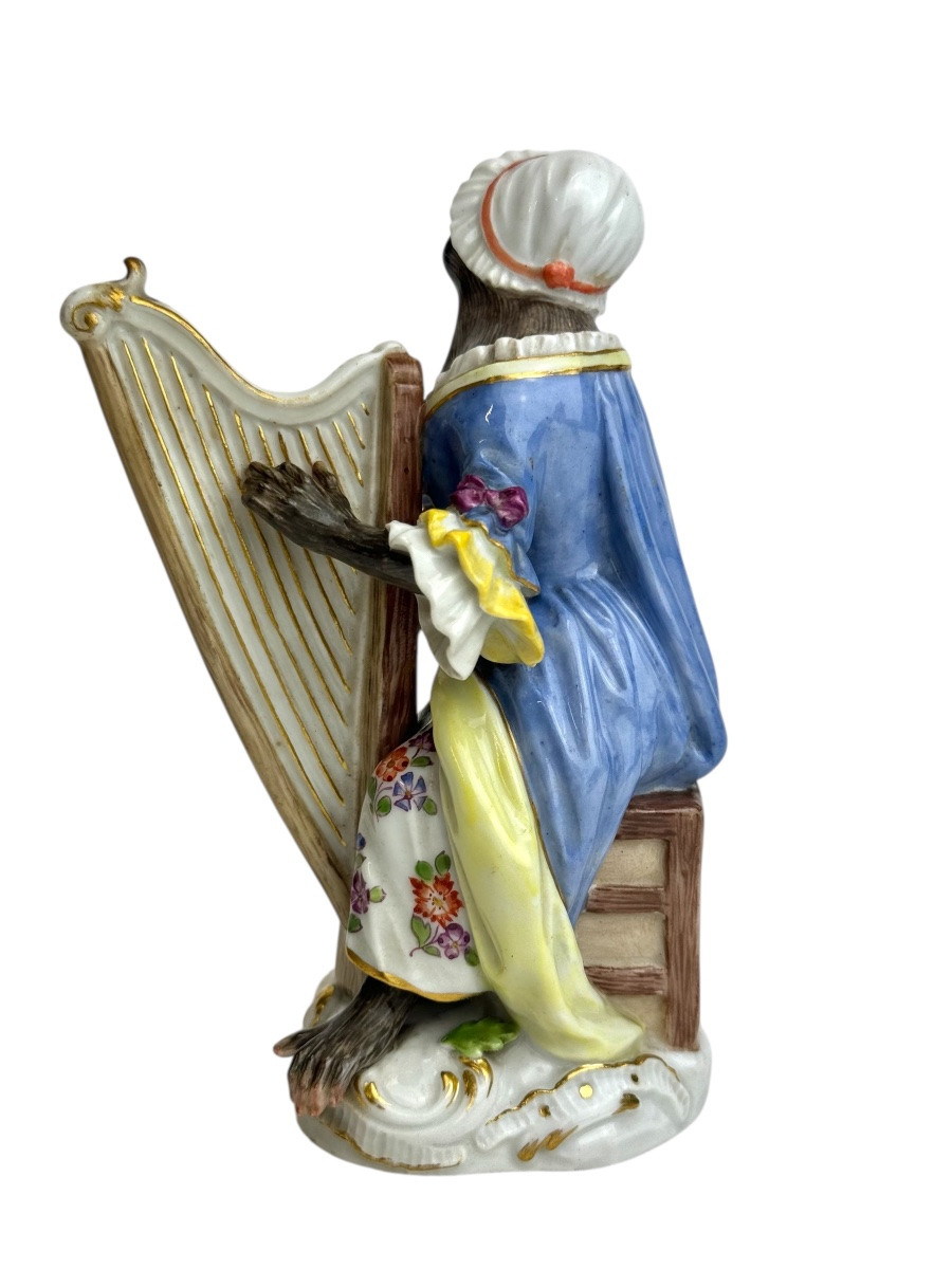 Meissen Porcelain Figure - Monkey As Harpist The Monkey Orchestra-photo-4