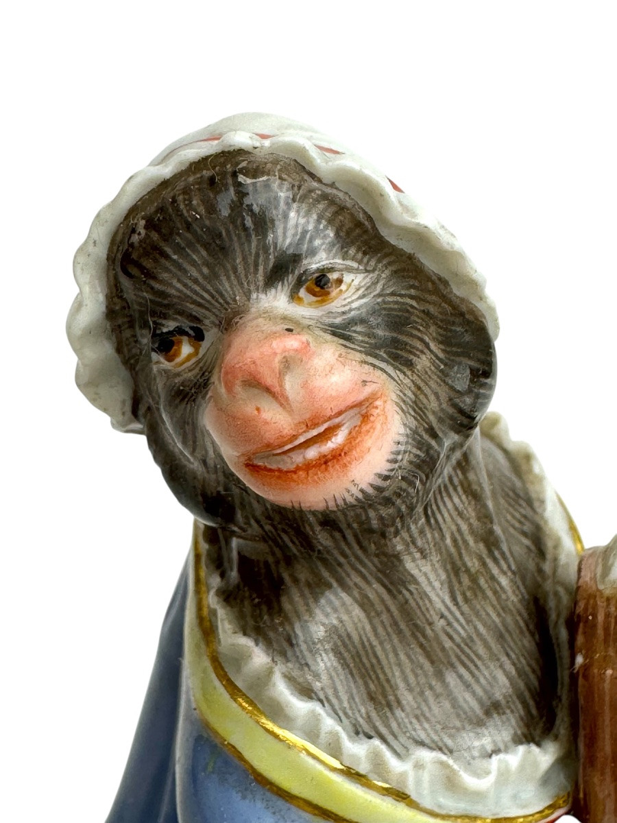 Meissen Porcelain Figure - Monkey As Harpist The Monkey Orchestra-photo-2
