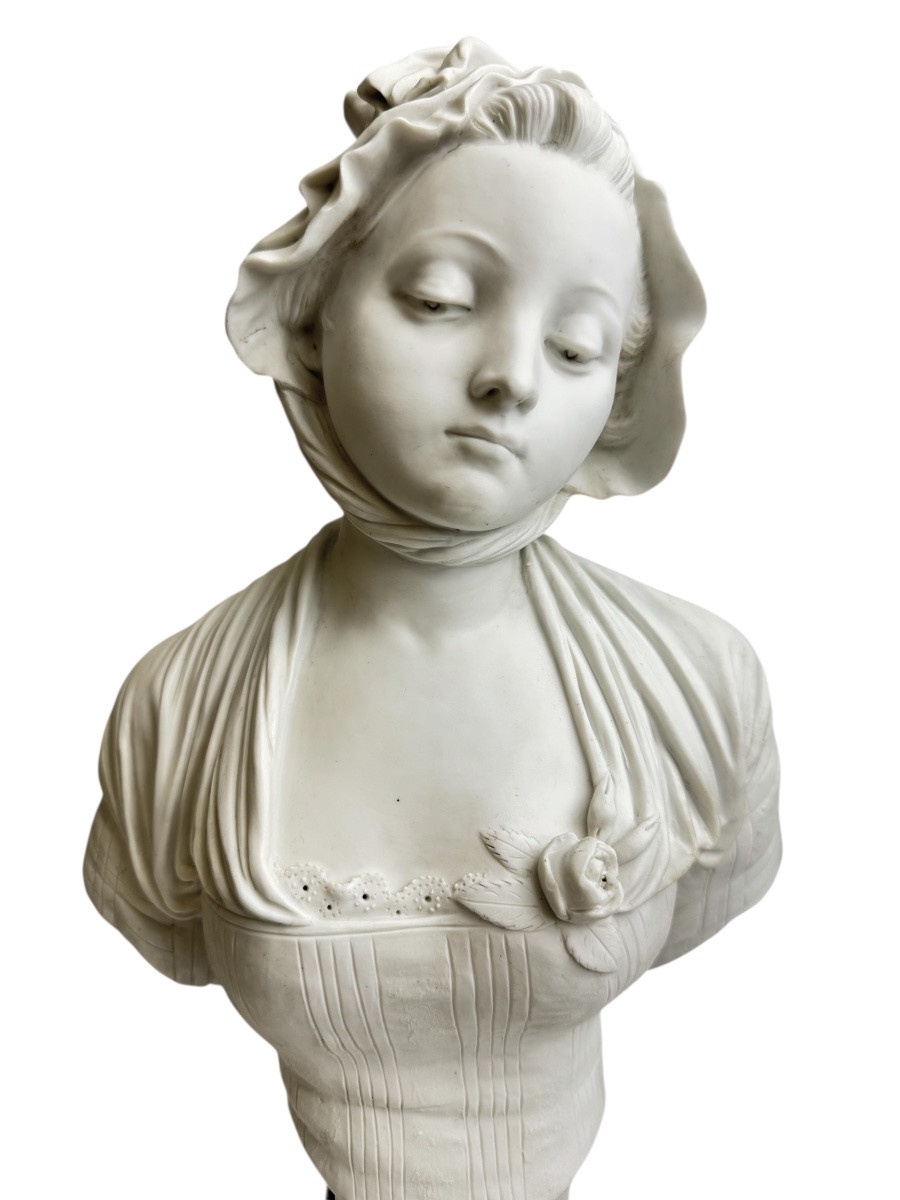 E. Laurent - Biscuit Bust Of A Young Girl With A Rose-photo-1