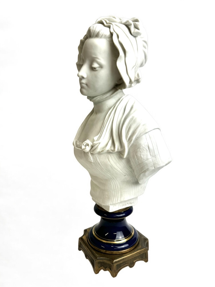 E. Laurent - Biscuit Bust Of A Young Girl With A Rose-photo-5