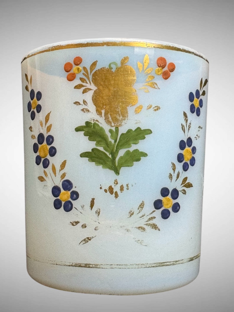 Jean-Baptiste Desvignes, Gobelet En Opaline A Décor des Fleurs -photo-3