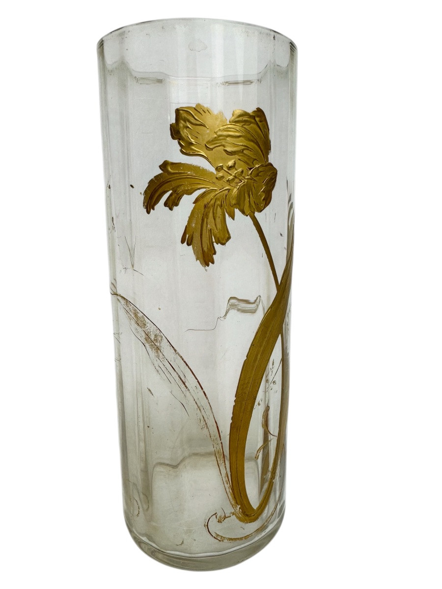 Baccarat - Vase With Gold Painted Flower Decor-photo-2