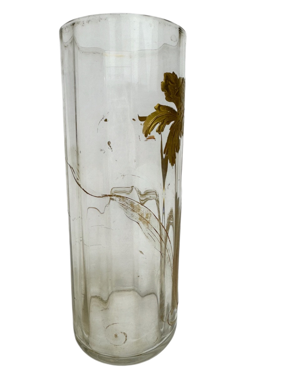 Baccarat - Vase With Gold Painted Flower Decor-photo-3