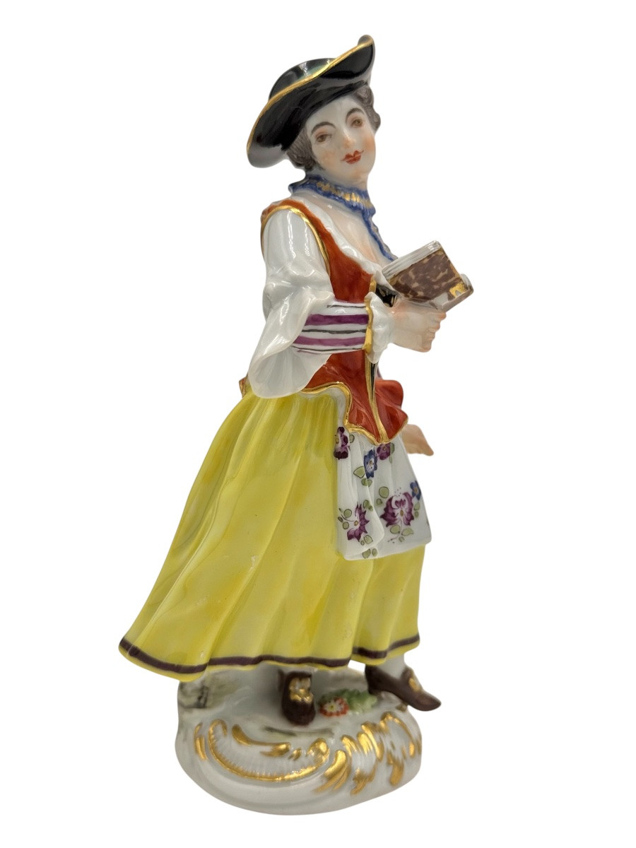 Meissen - Figurine En Porcelaine Chanteuse De La Chapelle Galante-photo-2