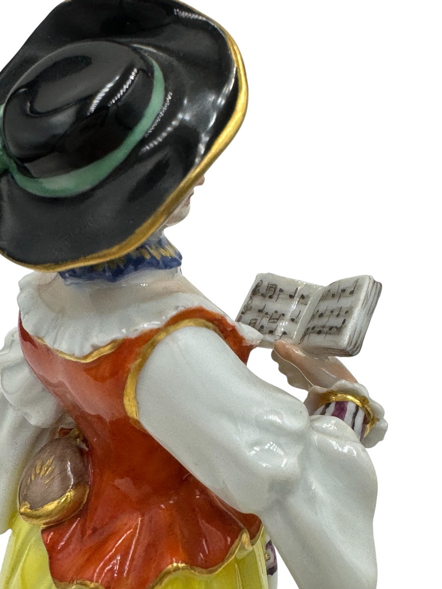 Meissen - Figurine En Porcelaine Chanteuse De La Chapelle Galante-photo-4