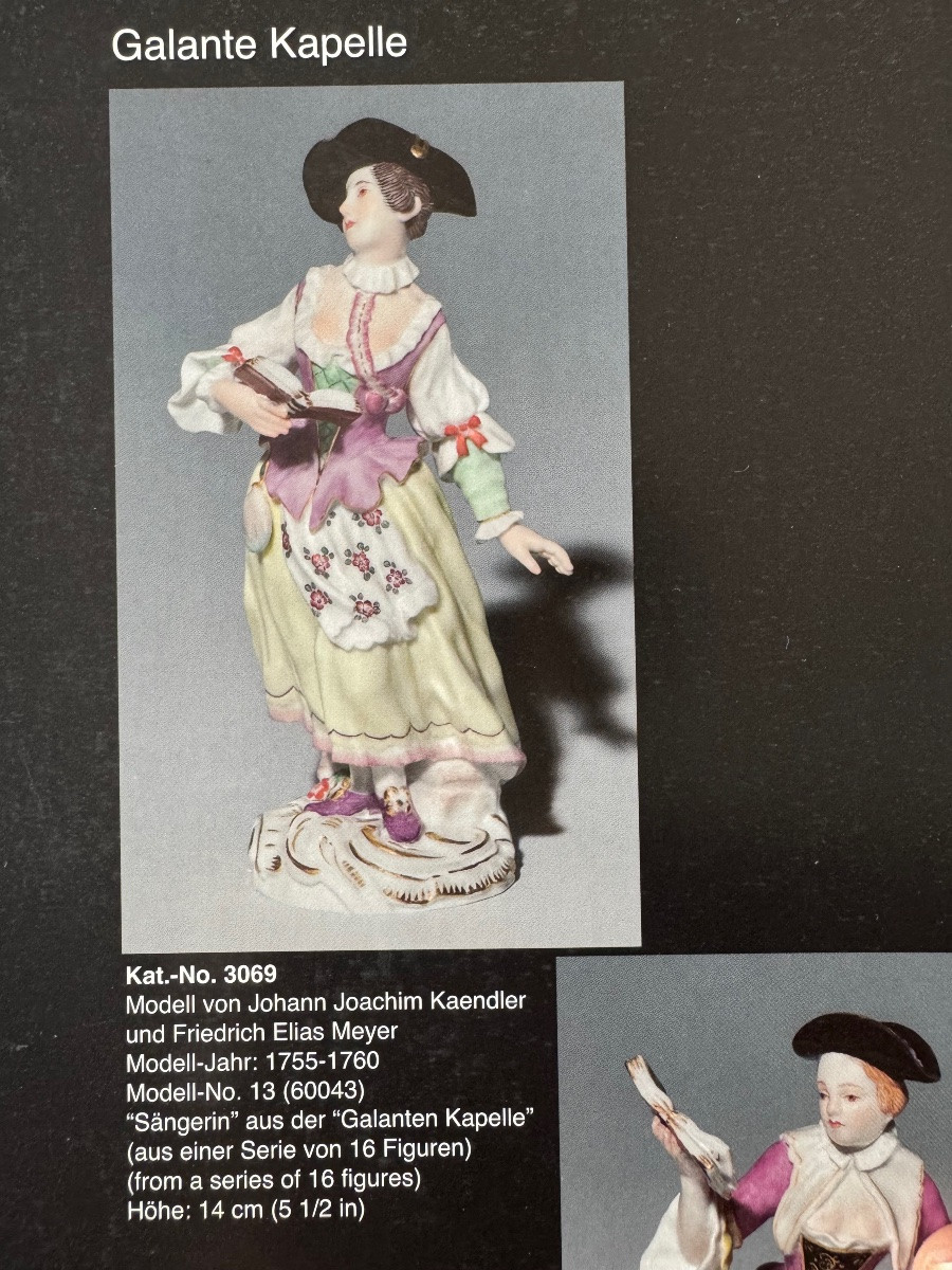 Meissen - Figurine En Porcelaine Chanteuse De La Chapelle Galante-photo-5
