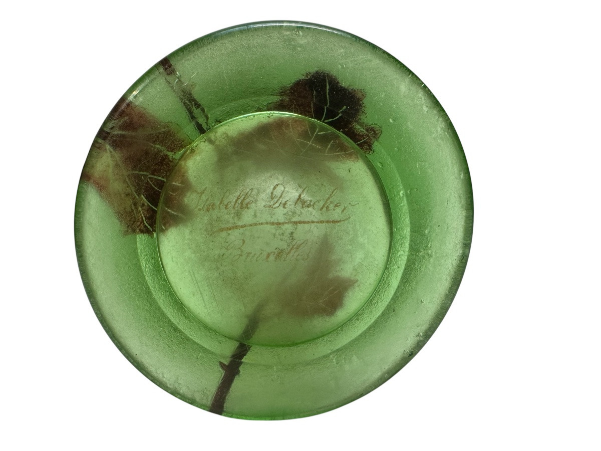 Montjoye - Large Frosted Vase With Chrysanthemum Decoration -photo-4