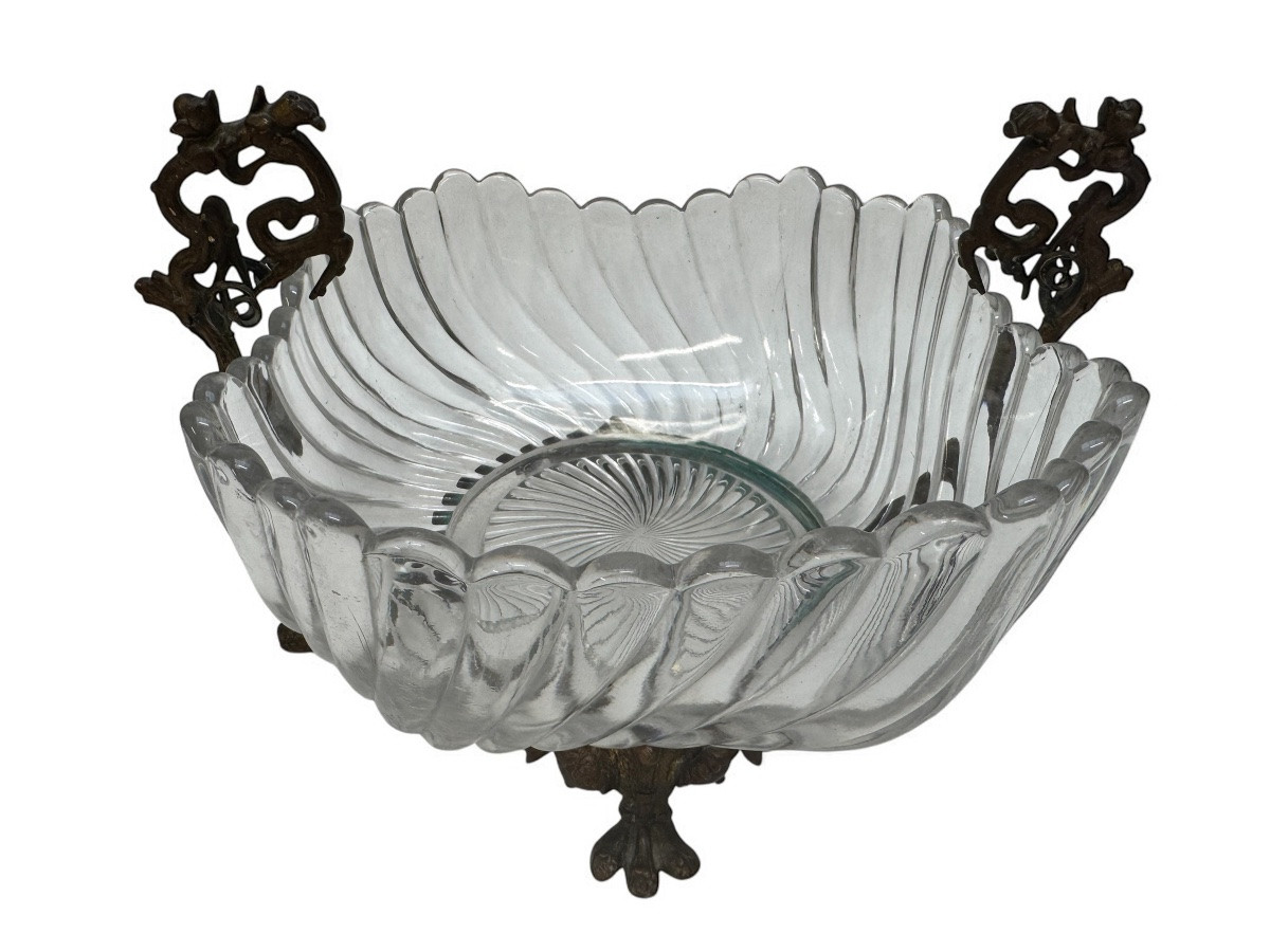 Baccarat - Crystal And Bronze Centerpiece From The Japanese Period-photo-3