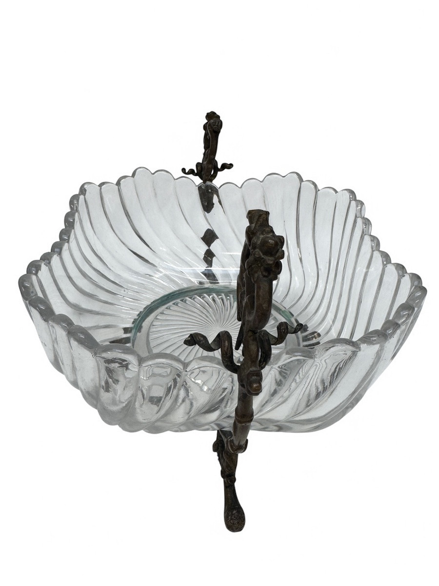 Baccarat - Crystal And Bronze Centerpiece From The Japanese Period-photo-4