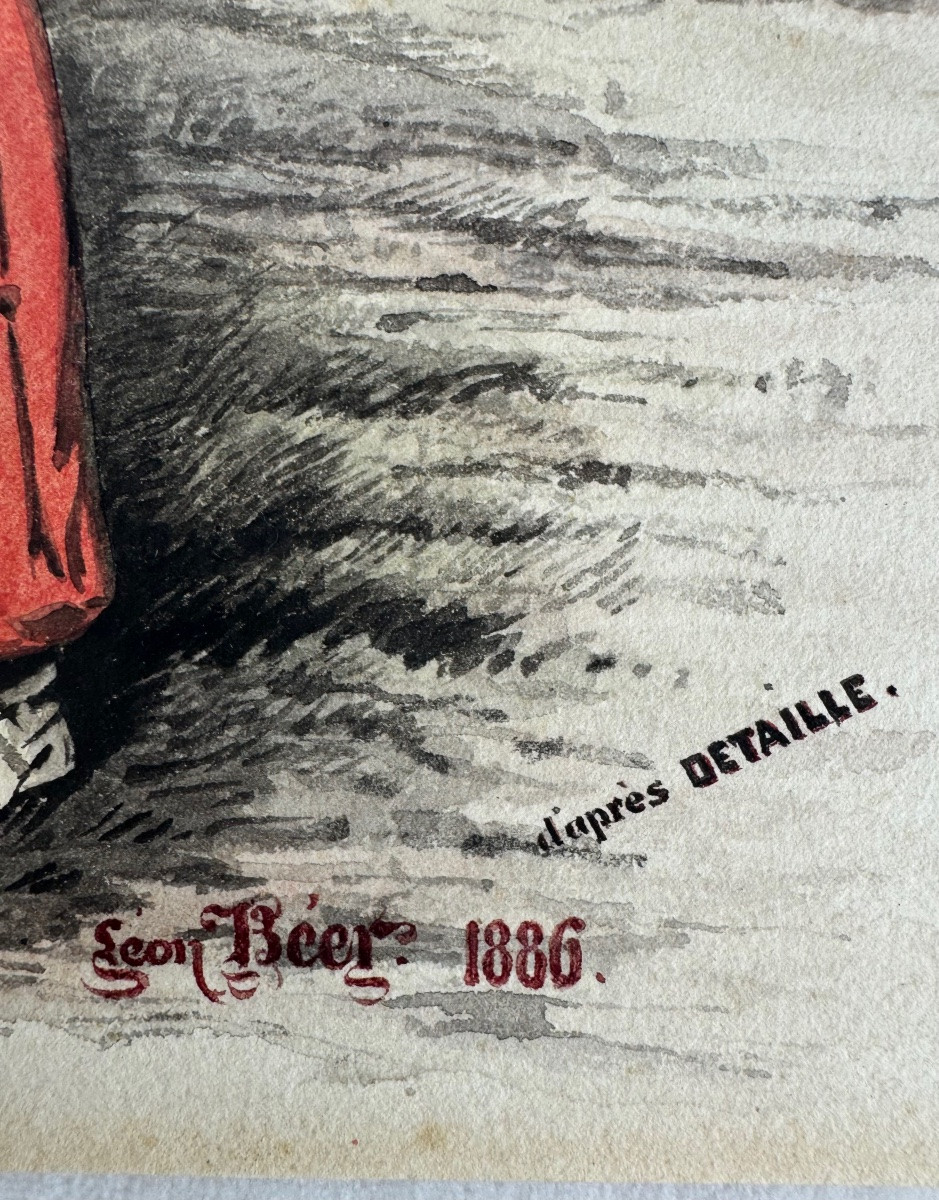 Léon Béere, Watercolor After Detaille -photo-2