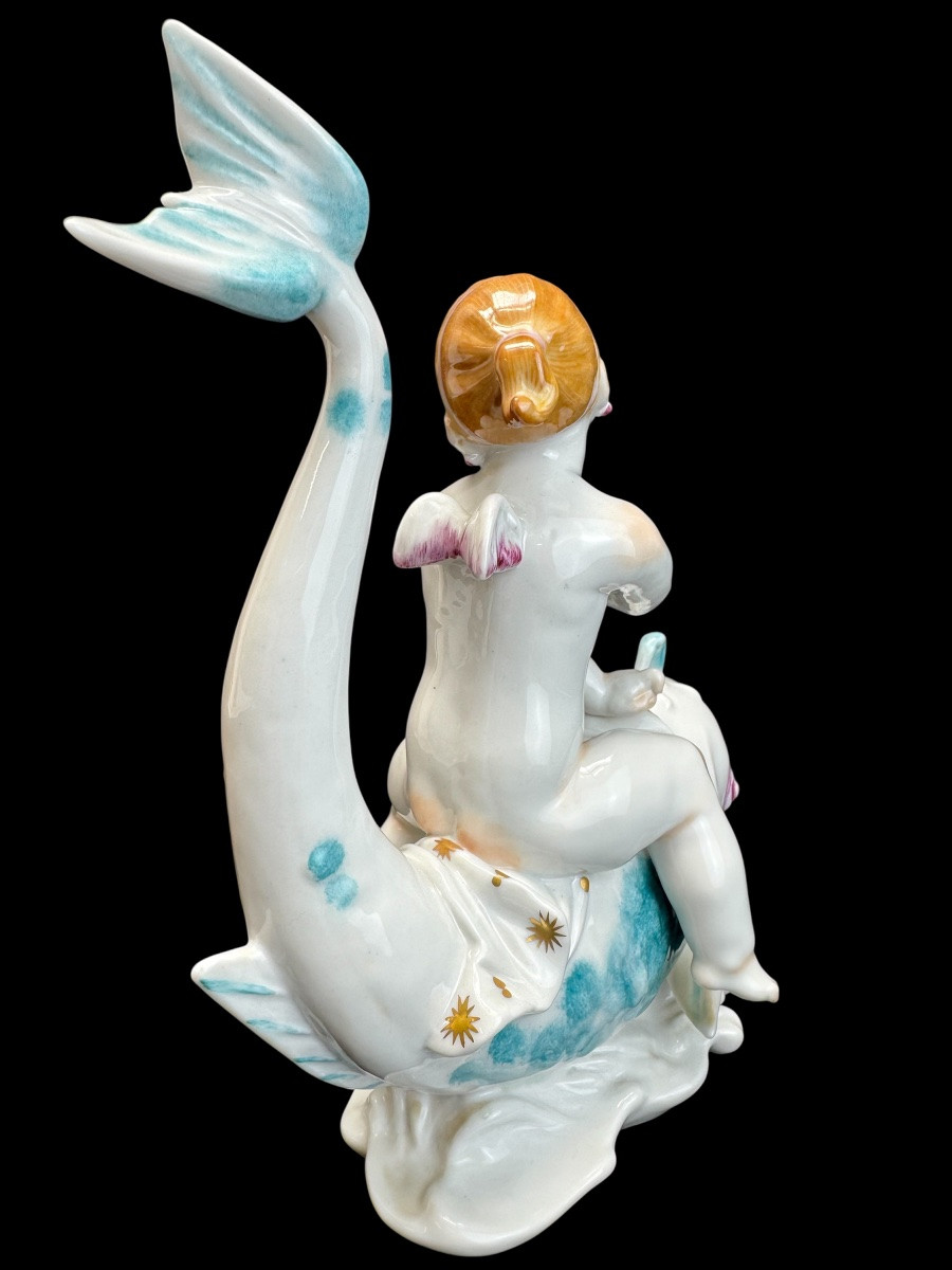 Volkstedt - Porcelain Figure Eros On A Dolphin I-photo-4