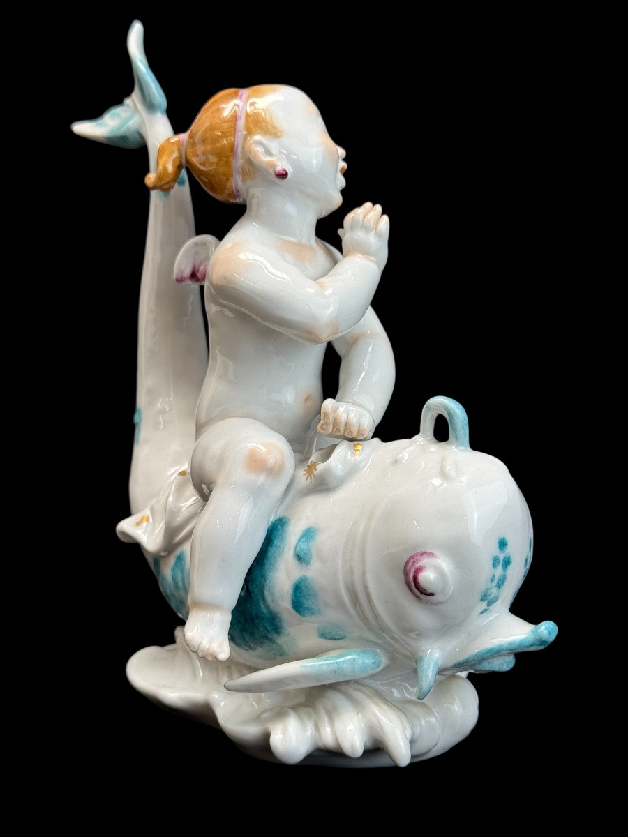 Volkstedt - Porcelain Figure Eros On A Dolphin I-photo-2