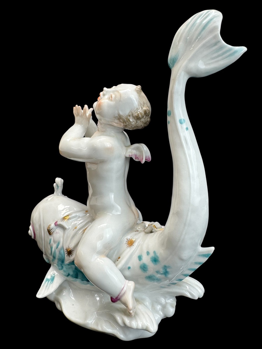 Volkstedt - Porcelain Figure Eros On A Dolphin Ii-photo-2