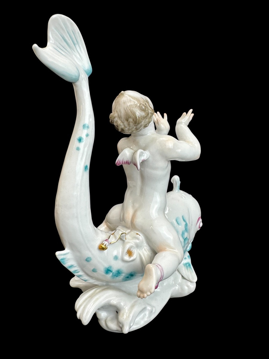 Volkstedt - Porcelain Figure Eros On A Dolphin Ii-photo-4