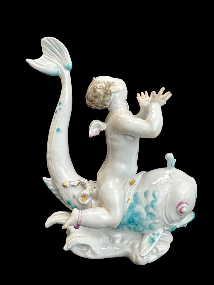 Volkstedt - Porcelain Figure Eros On A Dolphin Ii-photo-1