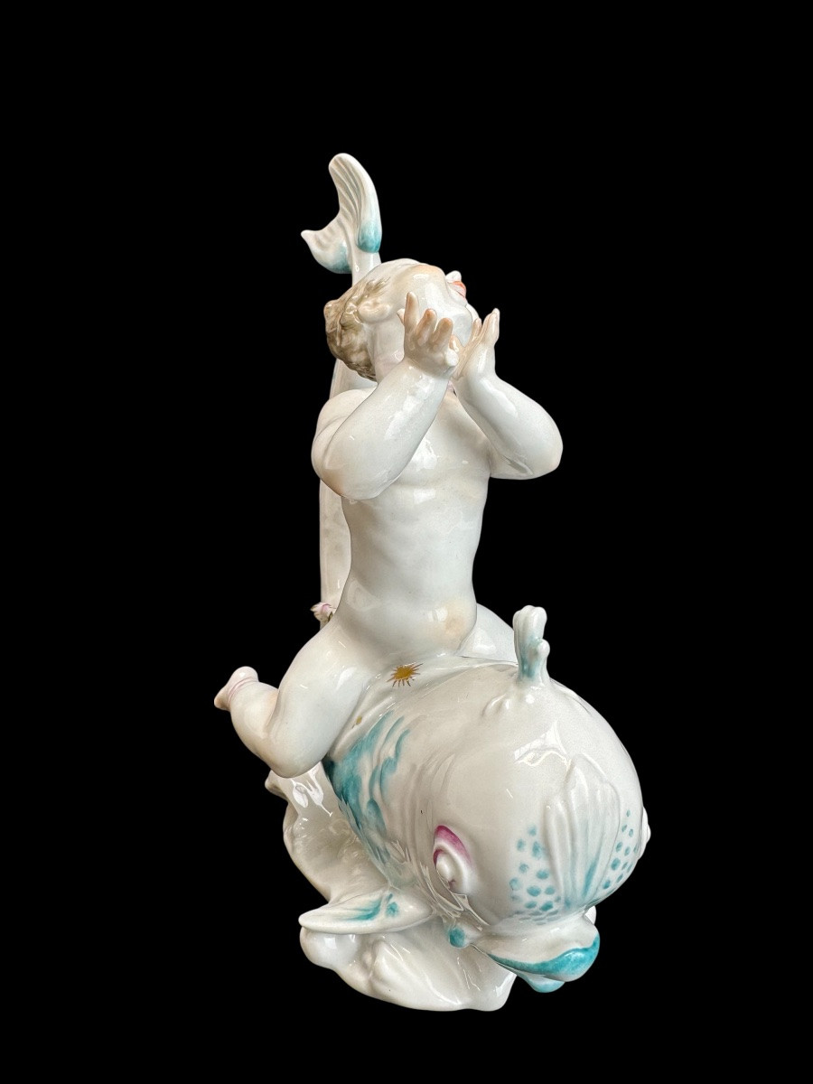 Volkstedt - Porcelain Figure Eros On A Dolphin Ii-photo-2