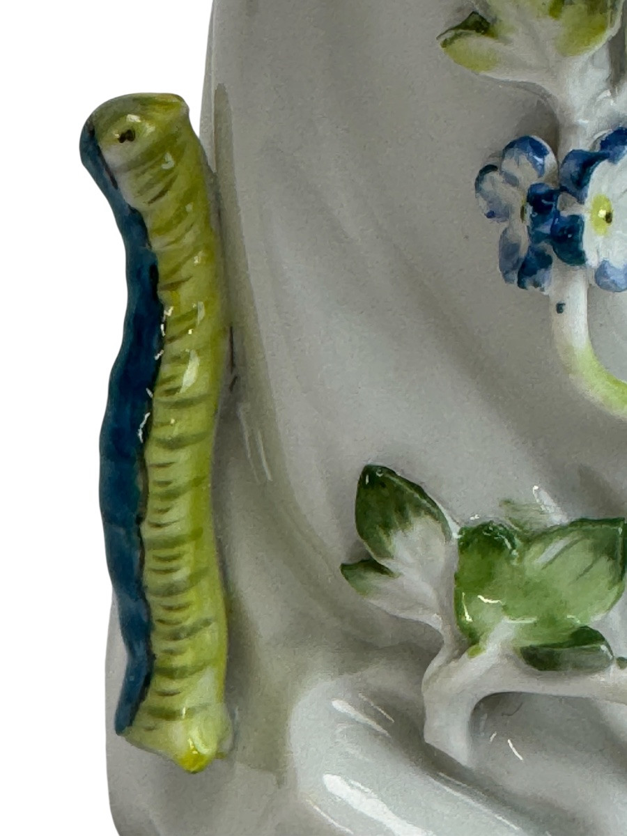 Meissen - Porcelain Figure "green Woodpecker On A Trunk"-photo-6