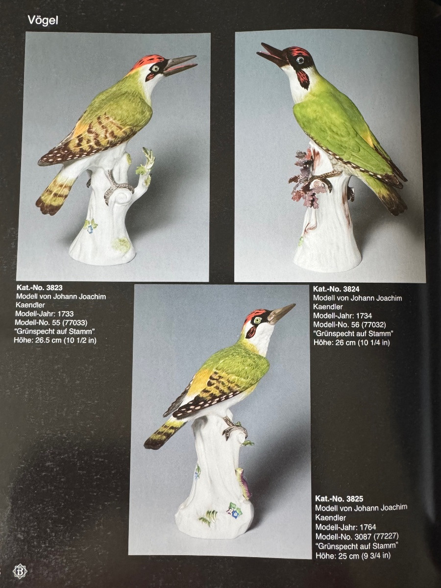 Meissen - Porcelain Figure "green Woodpecker On A Trunk"-photo-8