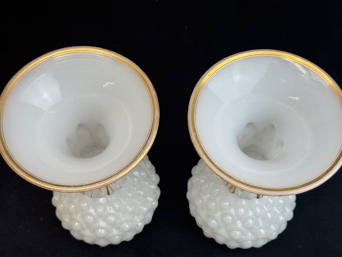 Pair Of Baccarat Opaline Vases, Pineapple  Model-photo-4