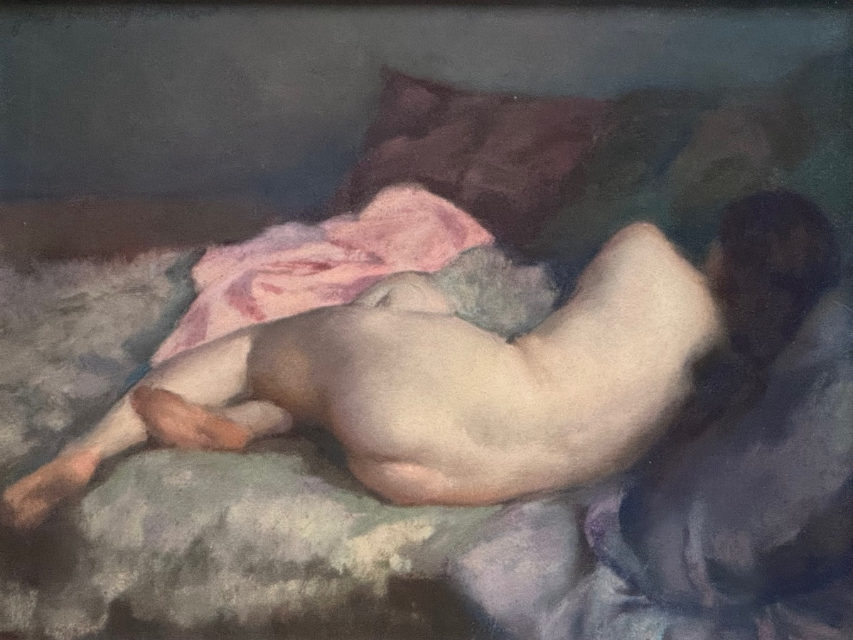 Jules-François Bernard pastel  "Nu allongé" -photo-2