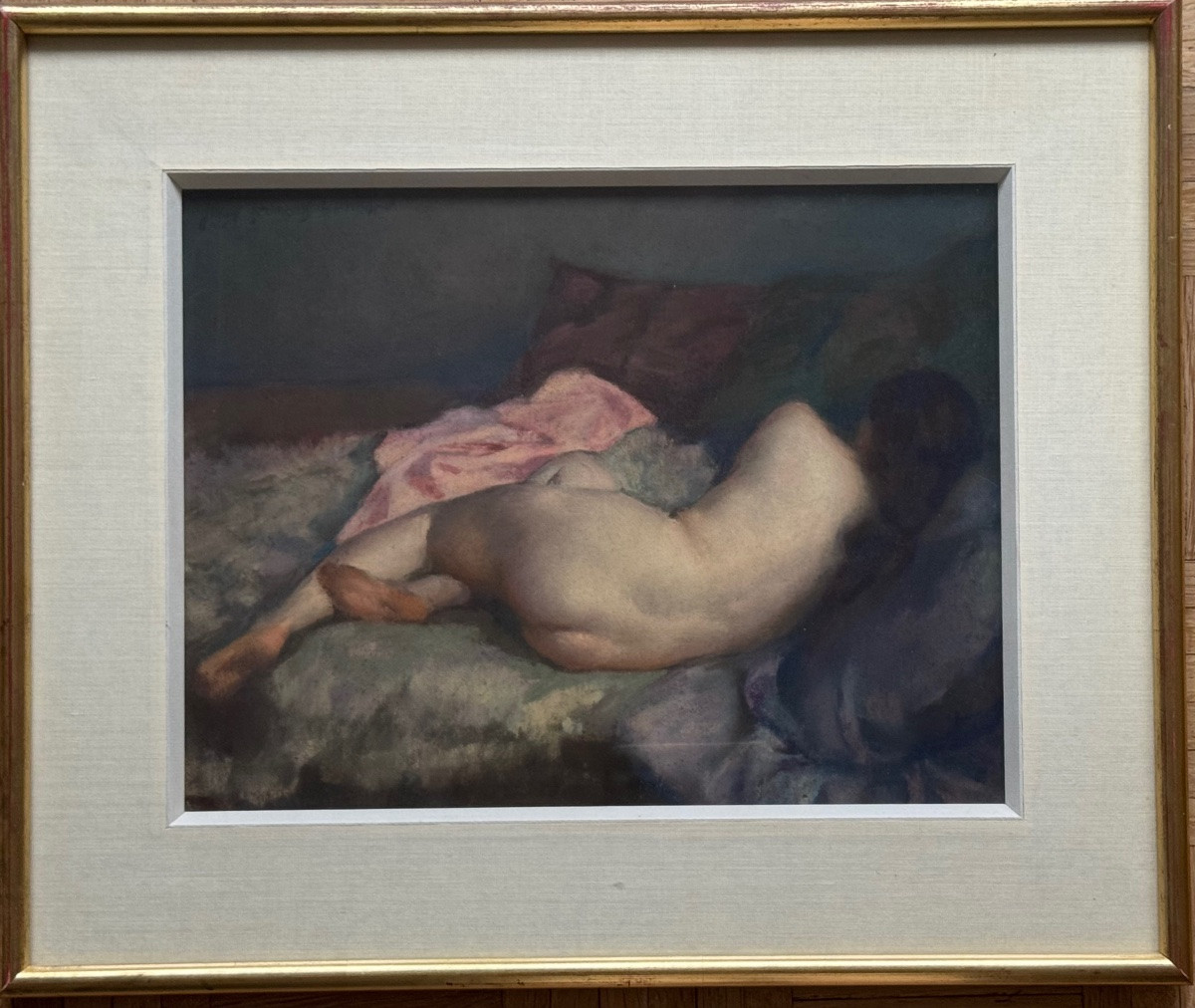 Jules-François Bernard pastel  "Nu allongé" -photo-1