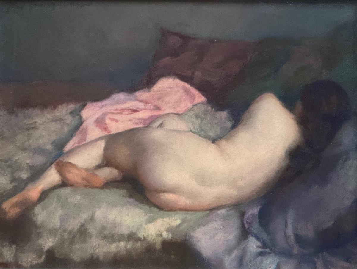 Jules-François Bernard pastel  "Nu allongé" -photo-2