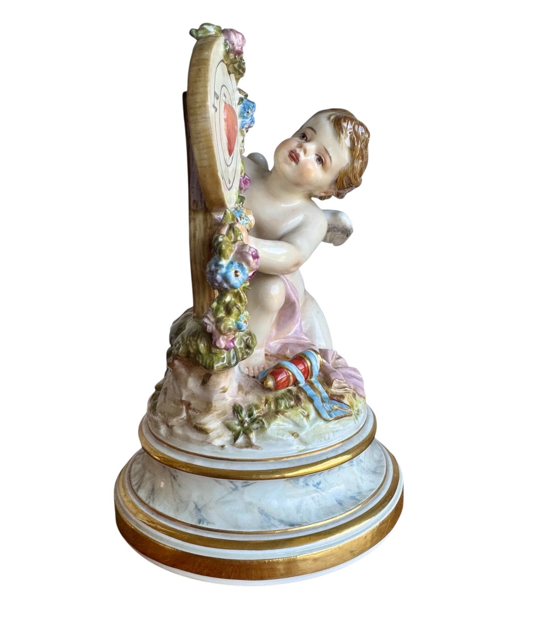 Meissen Porcelain Figure Of Cupid "armor As Winner"-photo-2