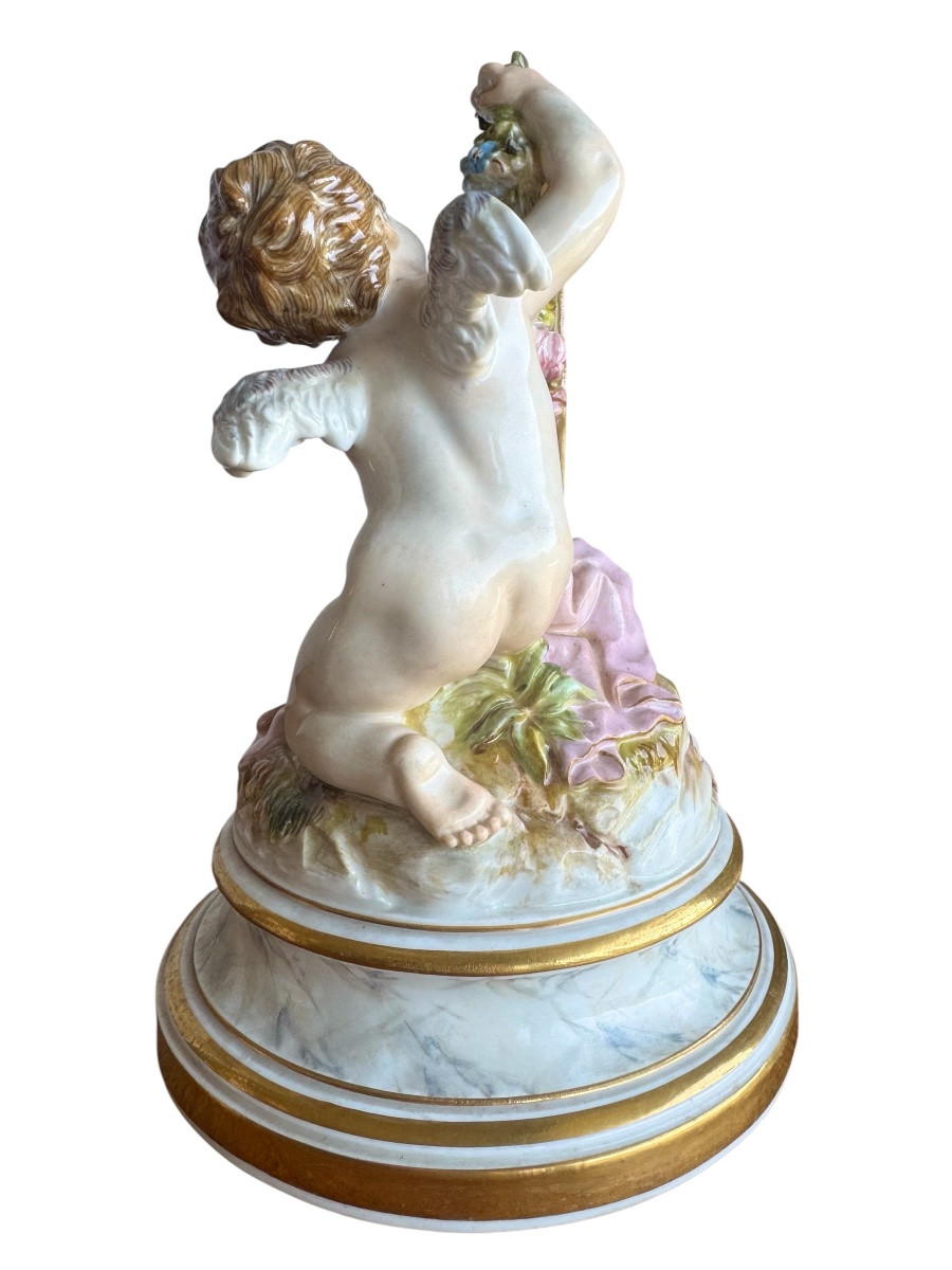 Meissen Porcelain Figure Of Cupid "armor As Winner"-photo-4