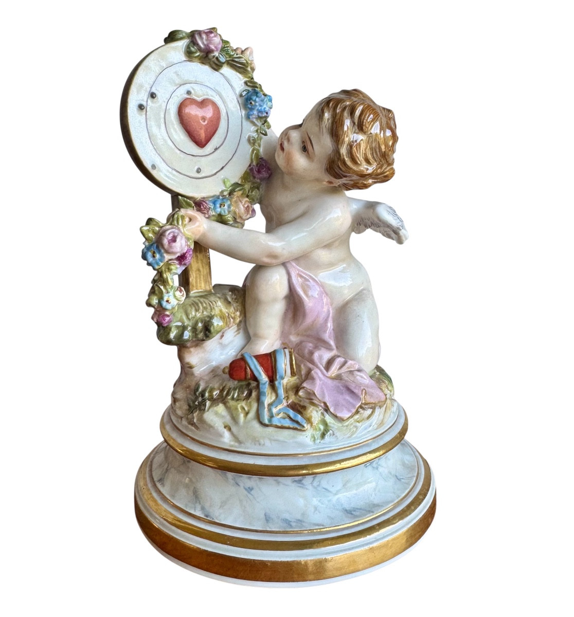 Meissen Porcelain Figure Of Cupid "armor As Winner"
