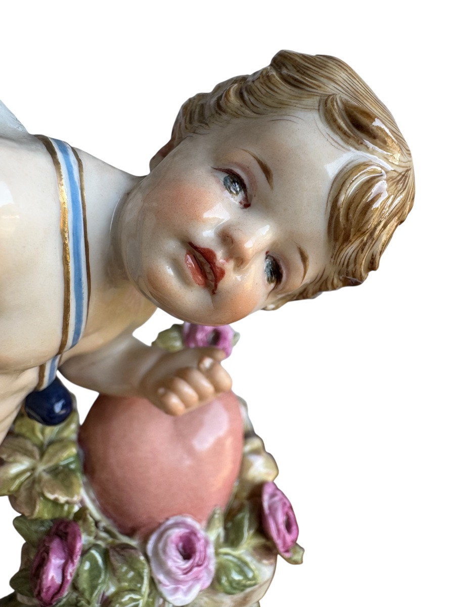 Meissen Porcelain Figure Of Cupid "armor, A Beating Heart"-photo-3