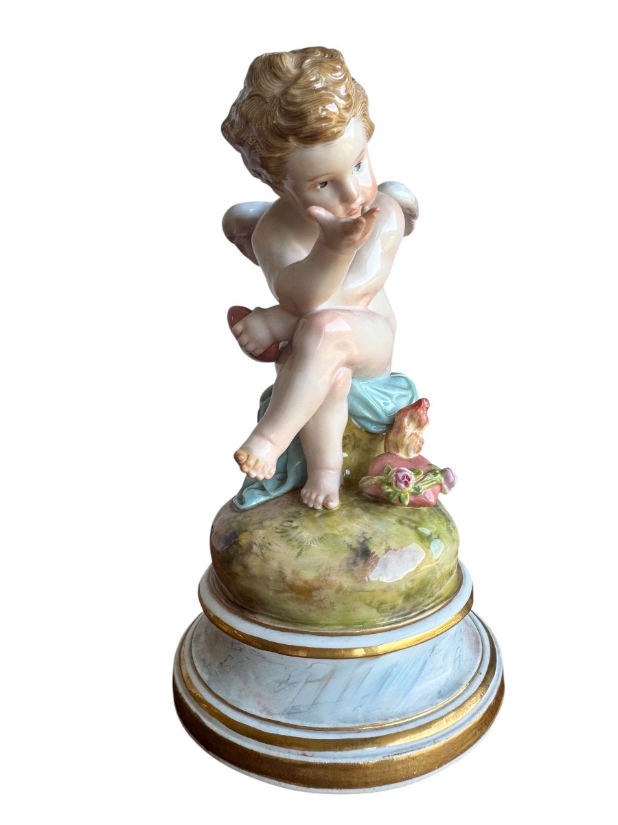 Meissen, Porcelain Figure "cupid As A Philosopher, Calculator"-photo-2