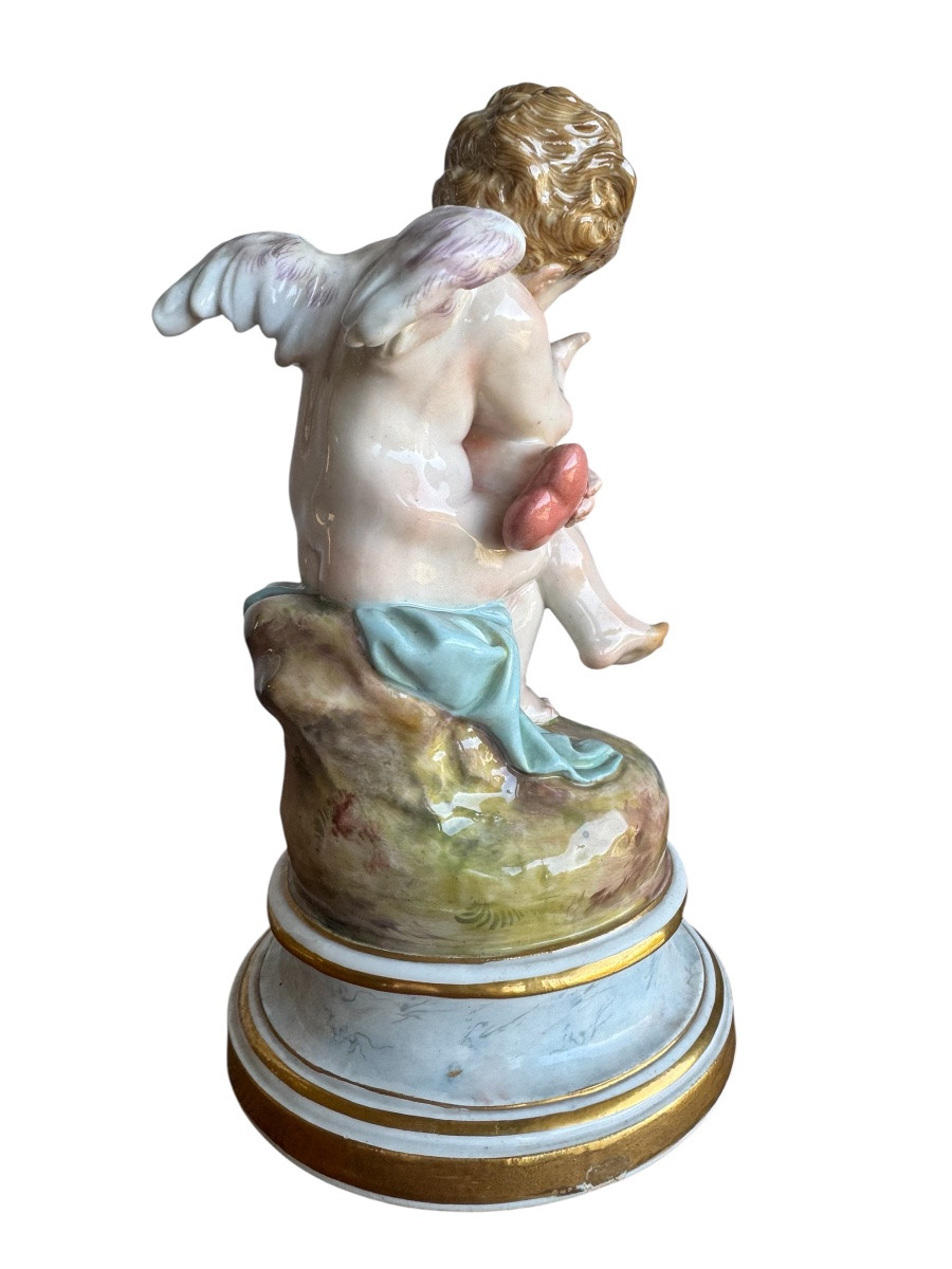 Meissen, Porcelain Figure "cupid As A Philosopher, Calculator"-photo-4