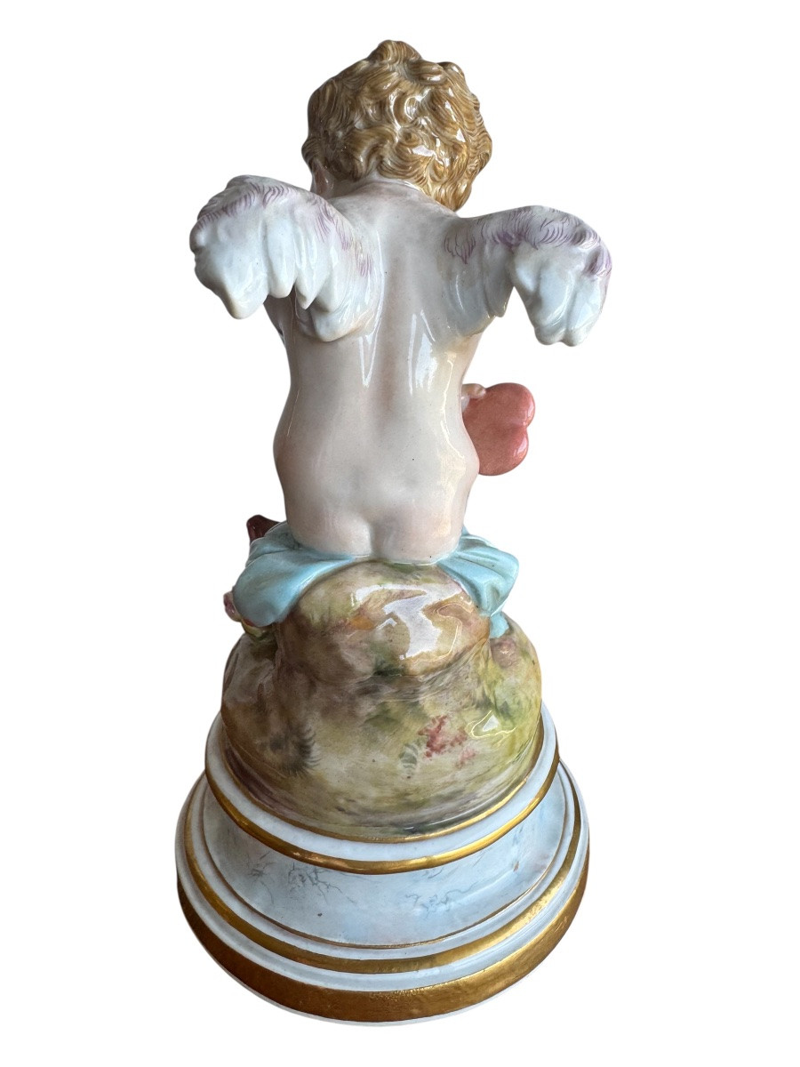 Meissen, Porcelain Figure "cupid As A Philosopher, Calculator"-photo-1