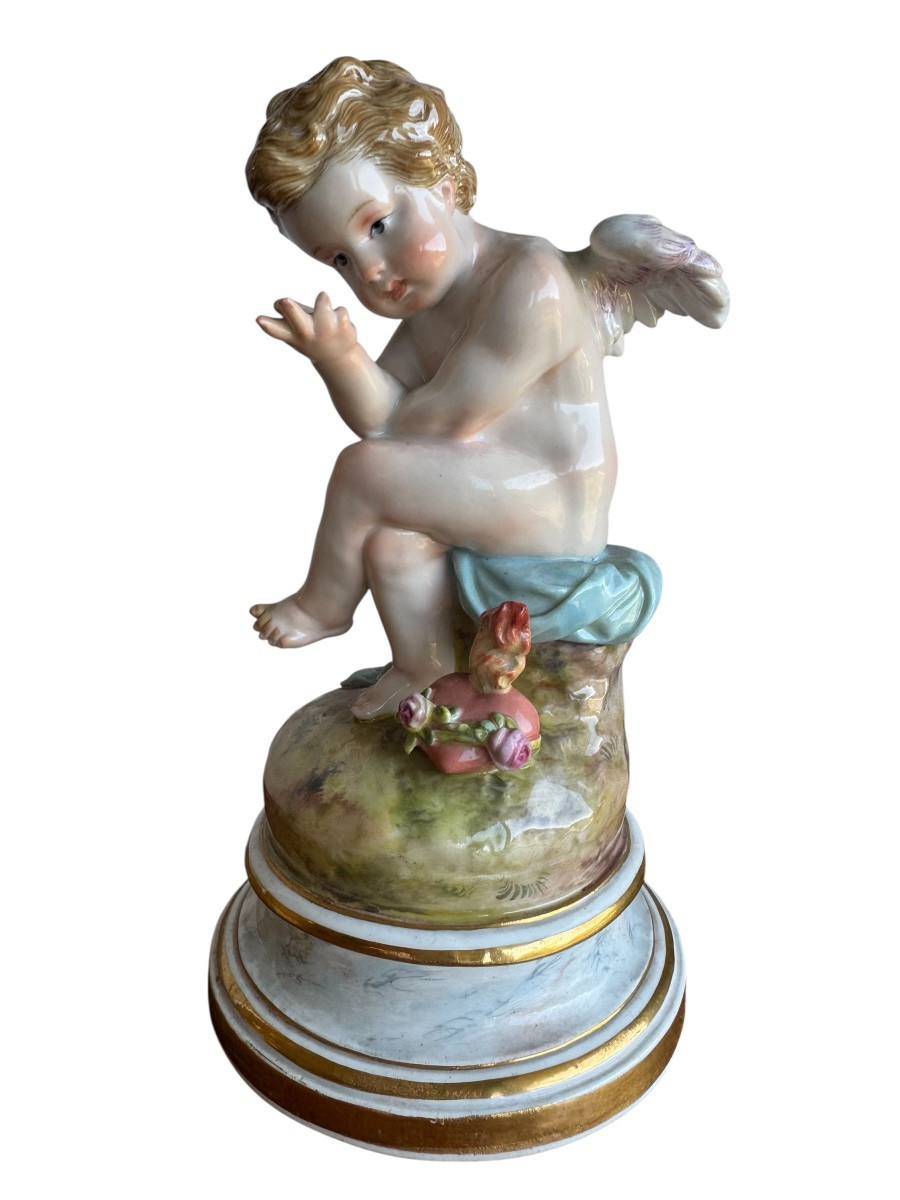 Meissen, Porcelain Figure "cupid As A Philosopher, Calculator"-photo-4