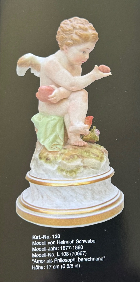 Meissen, Porcelain Figure "cupid As A Philosopher, Calculator"-photo-7