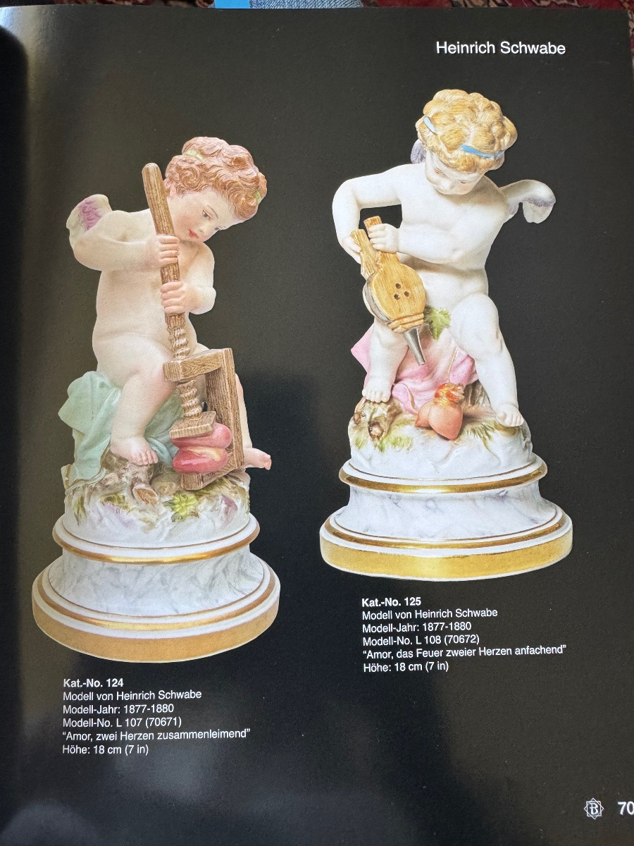 Meissen, Porcelain Figure "cupid, Fanning The Flames Of Two Hearts"-photo-7