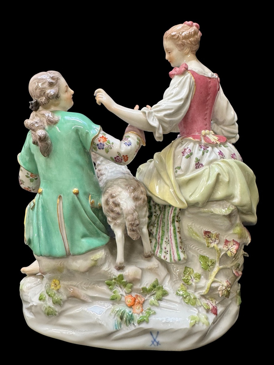 Meissen - Groupe de bergers en porcelaine-photo-3