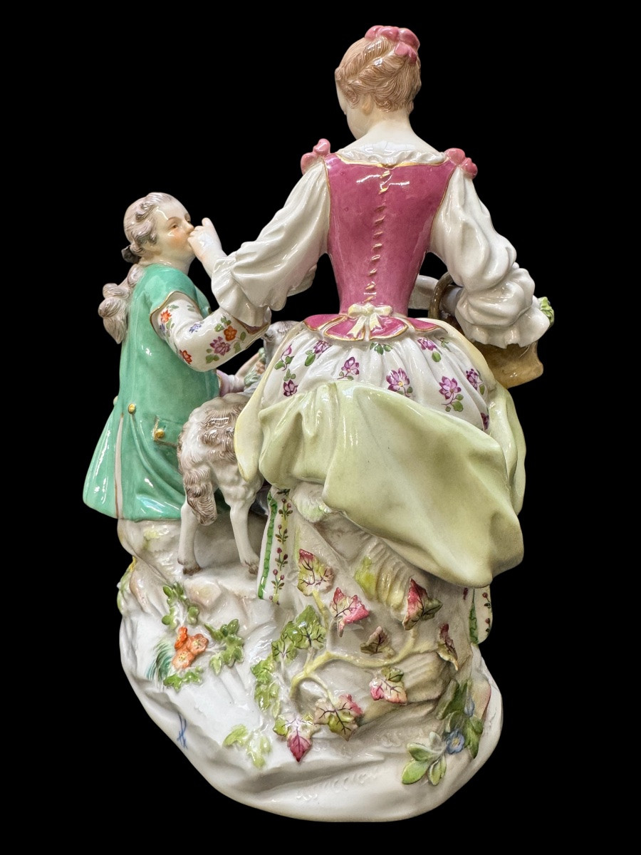 Meissen - Groupe de bergers en porcelaine-photo-4