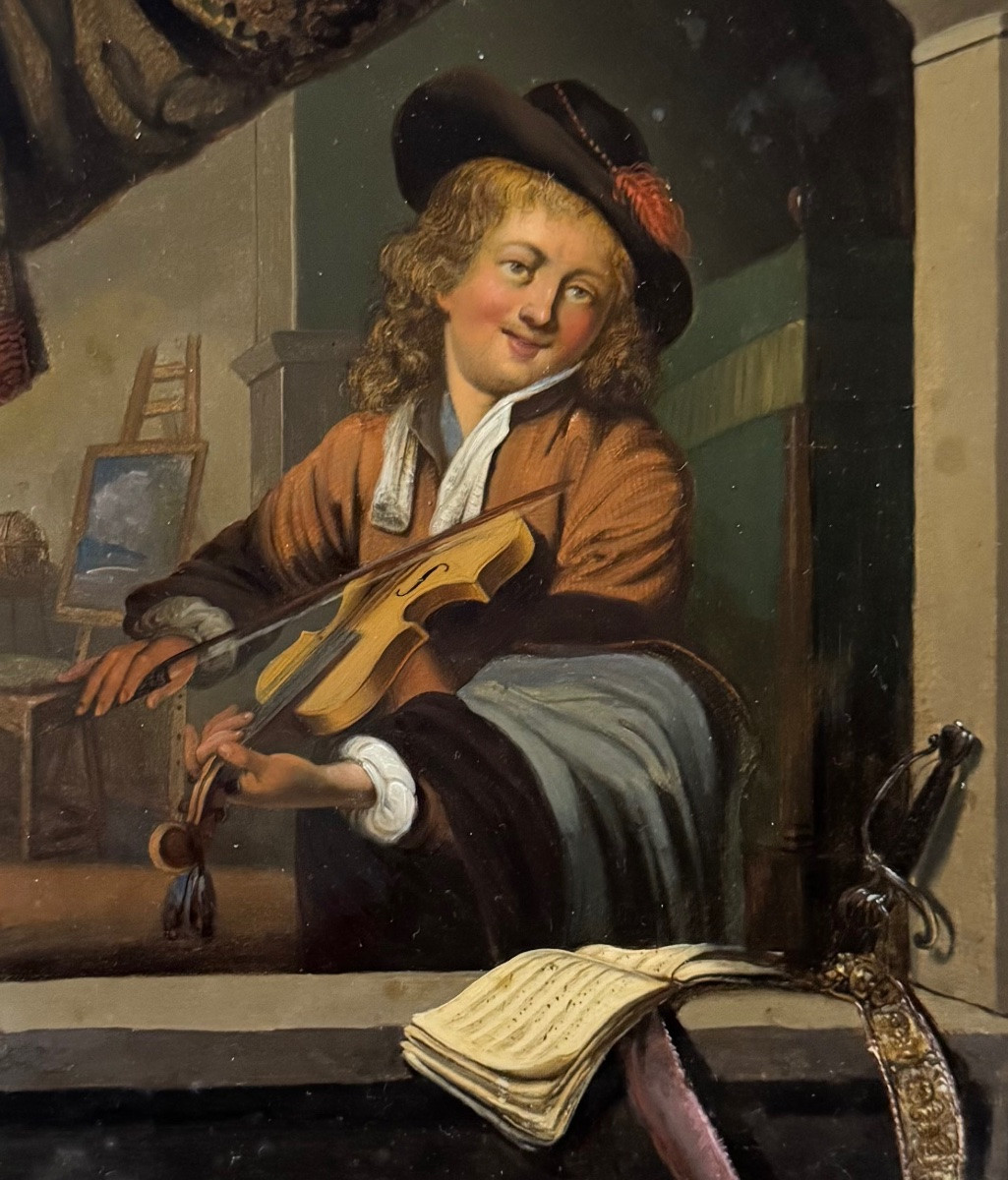 19th Century European School - Playing The Violin-photo-2