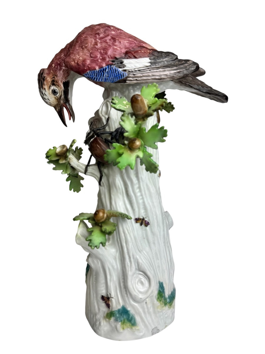 Meissen - Porcelain Group Jay With Stag Beetle-photo-2