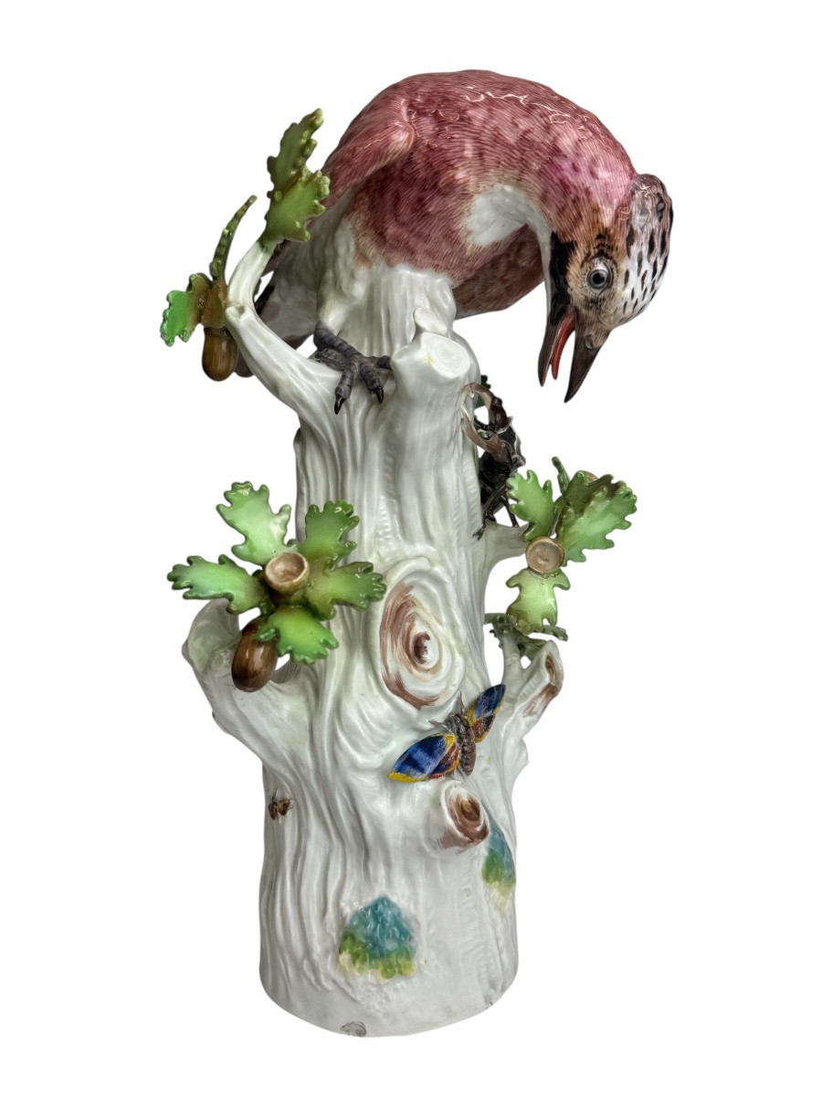 Meissen - Porcelain Group Jay With Stag Beetle-photo-3
