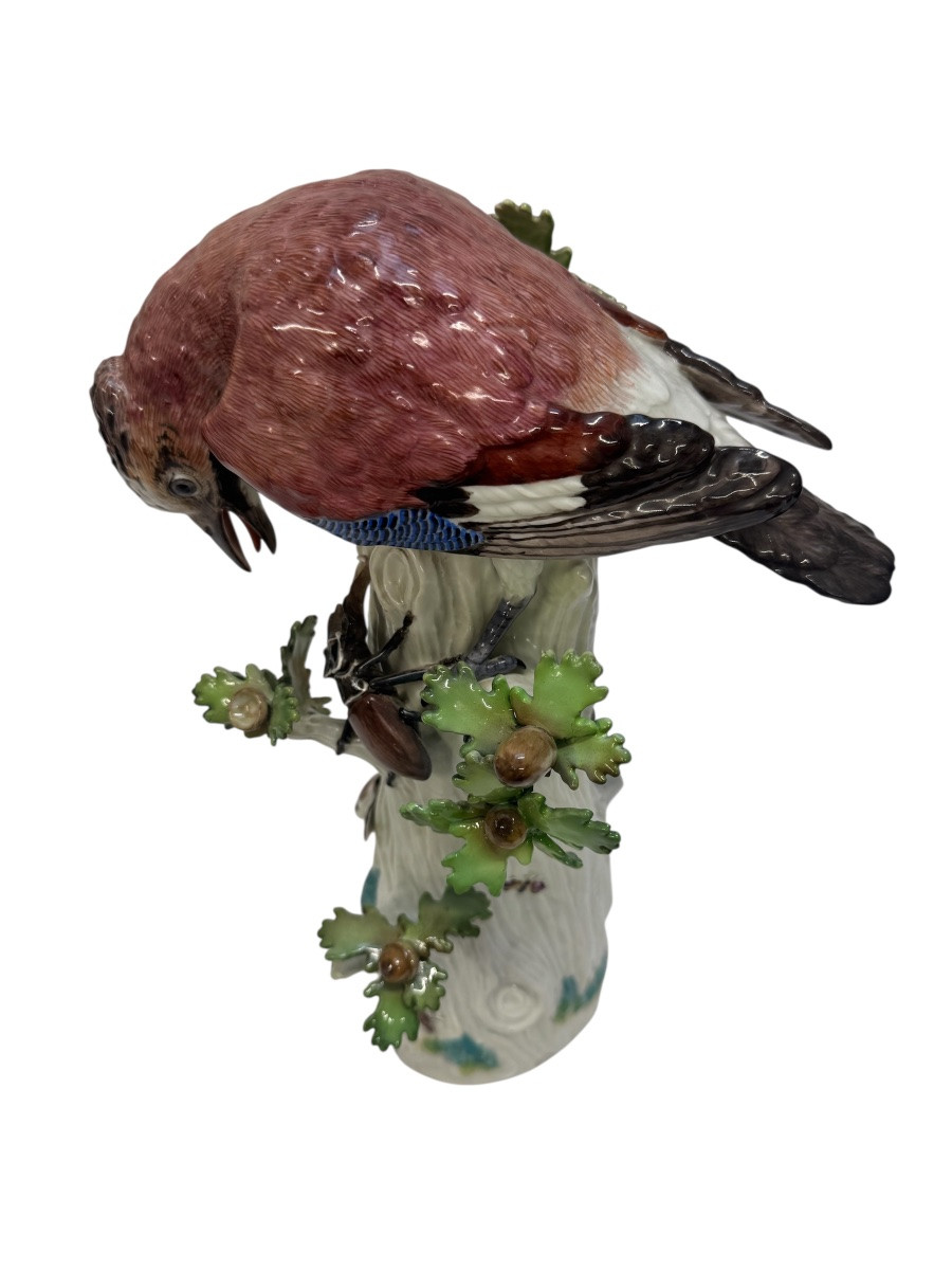 Meissen - Porcelain Group Jay With Stag Beetle-photo-6