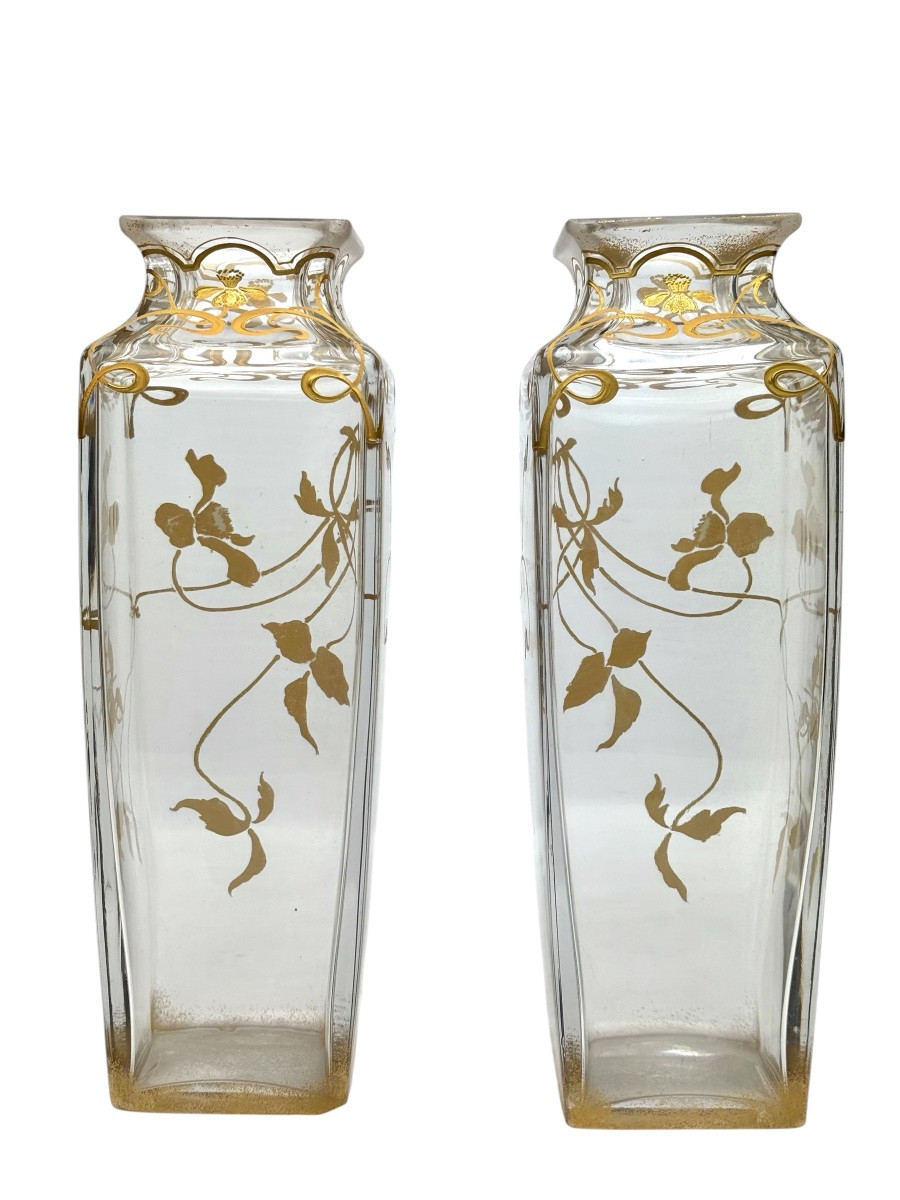 Baccarat - Pair Of Art Nouveau Vases-photo-4