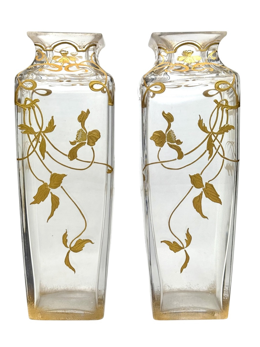 Baccarat - Pair Of Art Nouveau Vases-photo-2